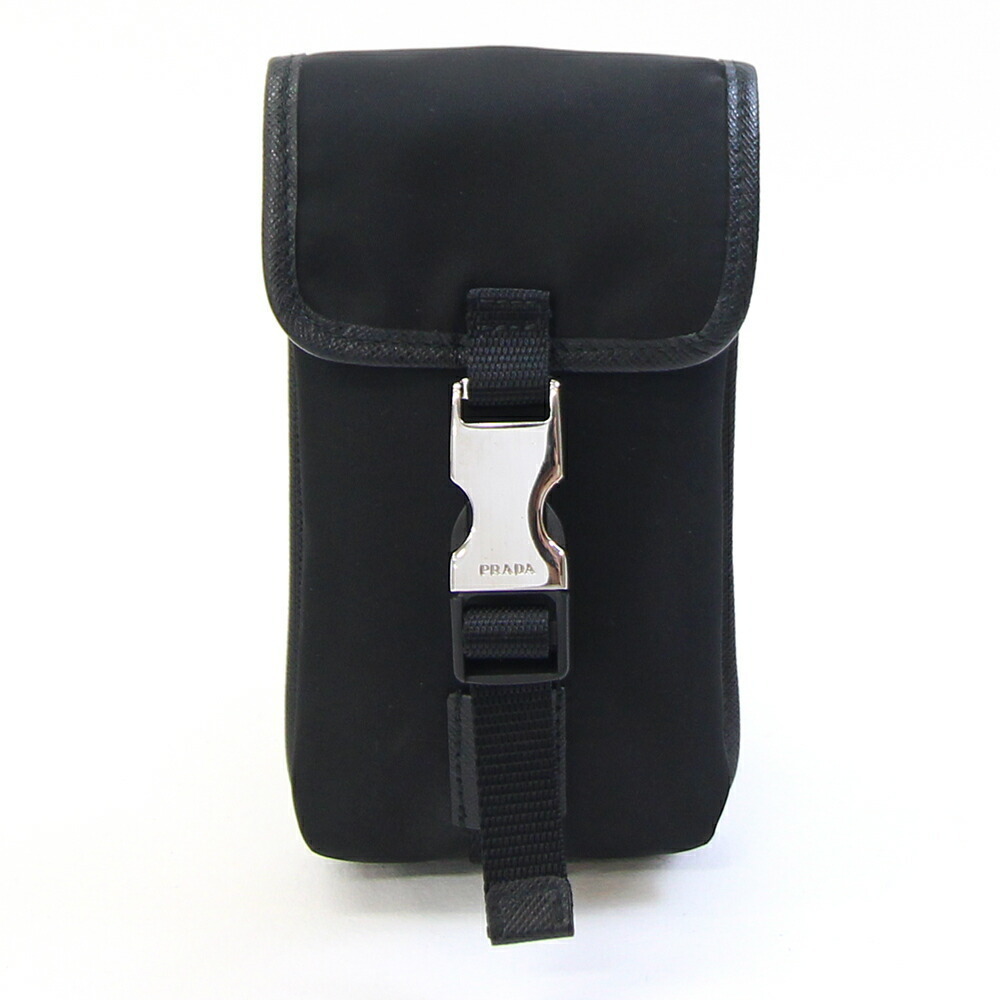 Prada black nylon leather smartphone cases bag charms